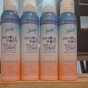 4 Secret Whole Body Peach Scent Deodorant. For Pits, Privates & More